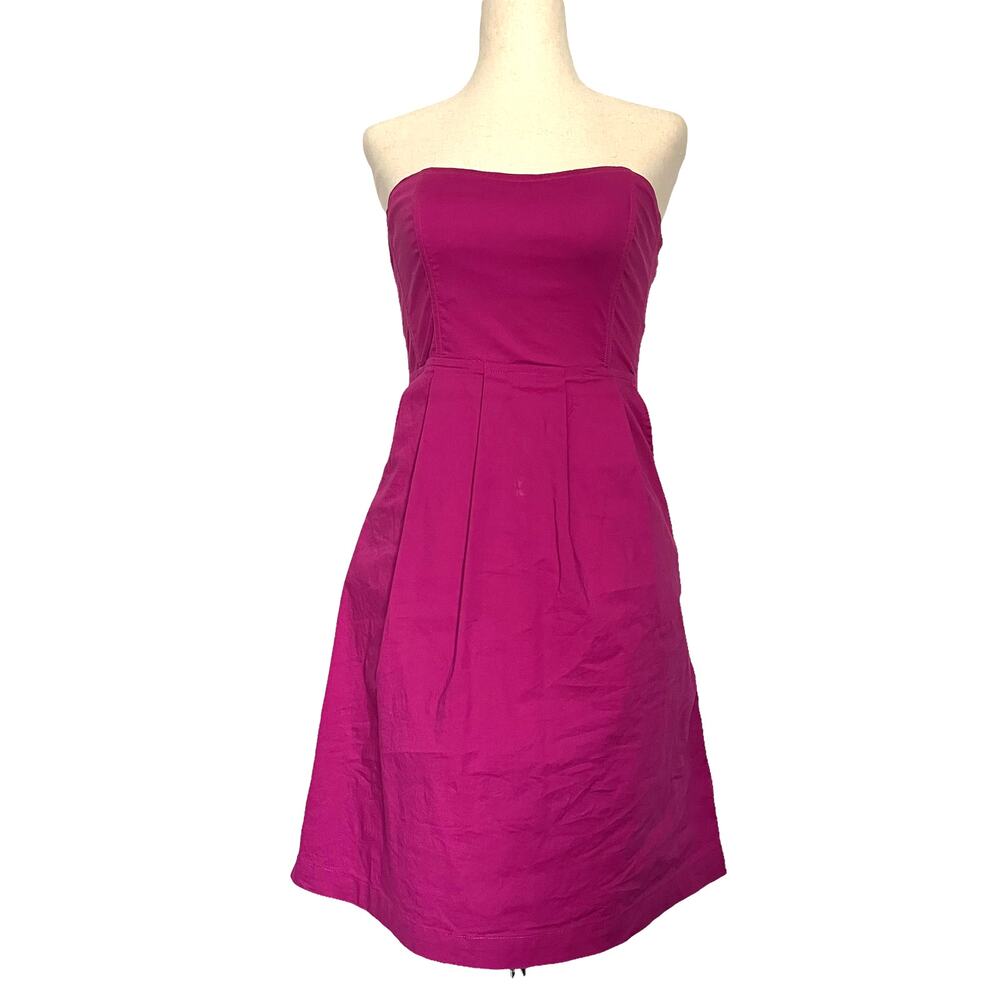 Y2K Fossil Strapless Midi Dress Size XS Fuchsia Minimalist Clean Girl Midi